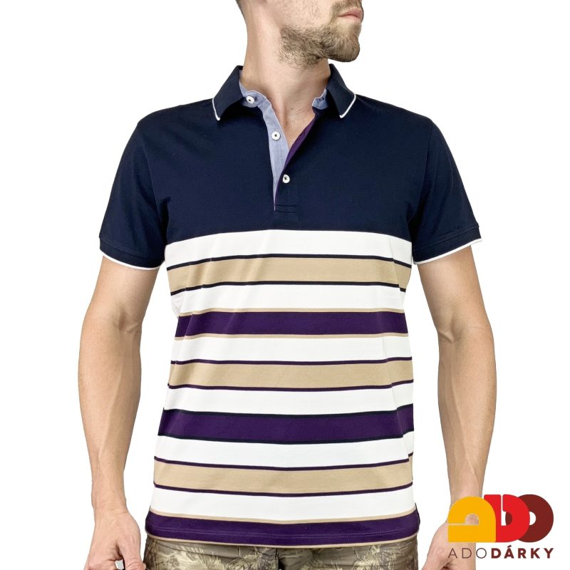 Pánská polokošile krátký rukáv barevné pruhy