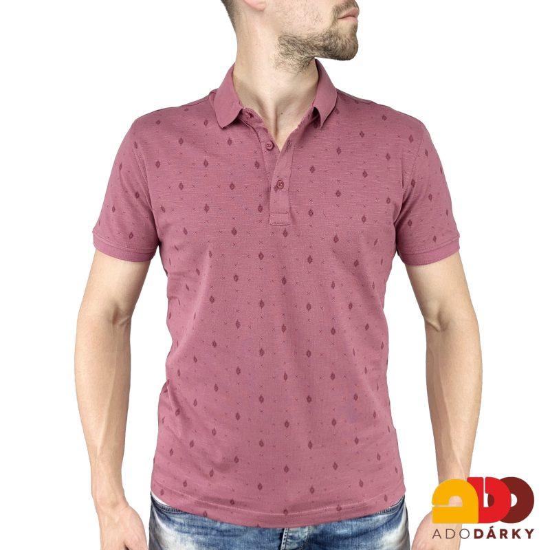 Pánská polokošile krátký rukáv vínová s drobným vzorem
