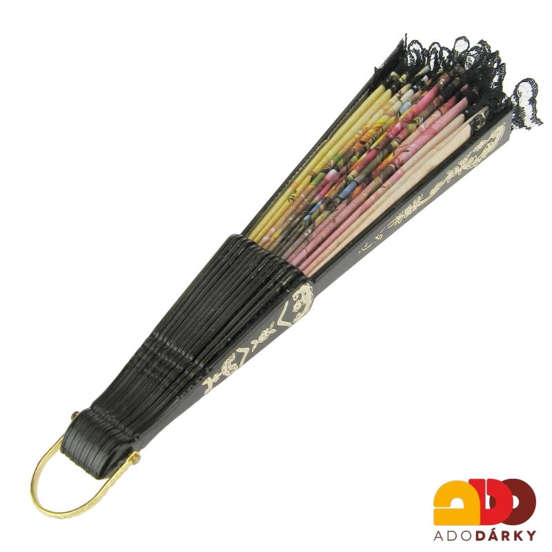 Vějíř krajkový s květy - varianta XVII. 42 cm