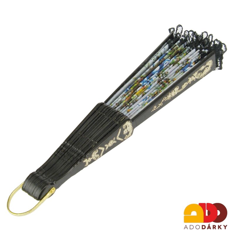 Vějíř krajkový s květy - varianta XXI. 42 cm
