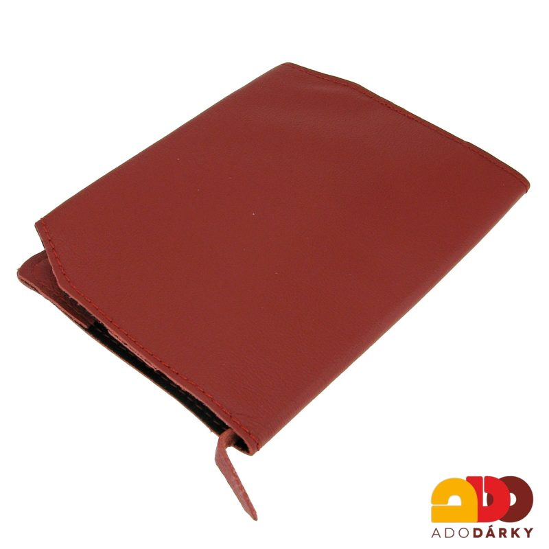 Kožený obal na knihy - Červený se záložkou 
