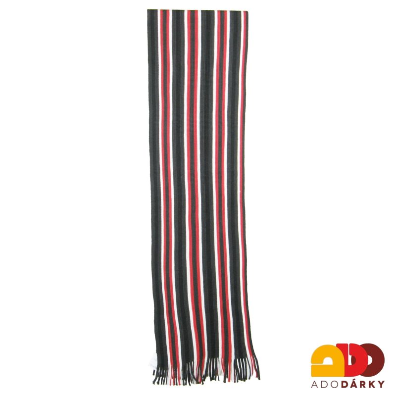 Černá pletená šála s barevnými proužky