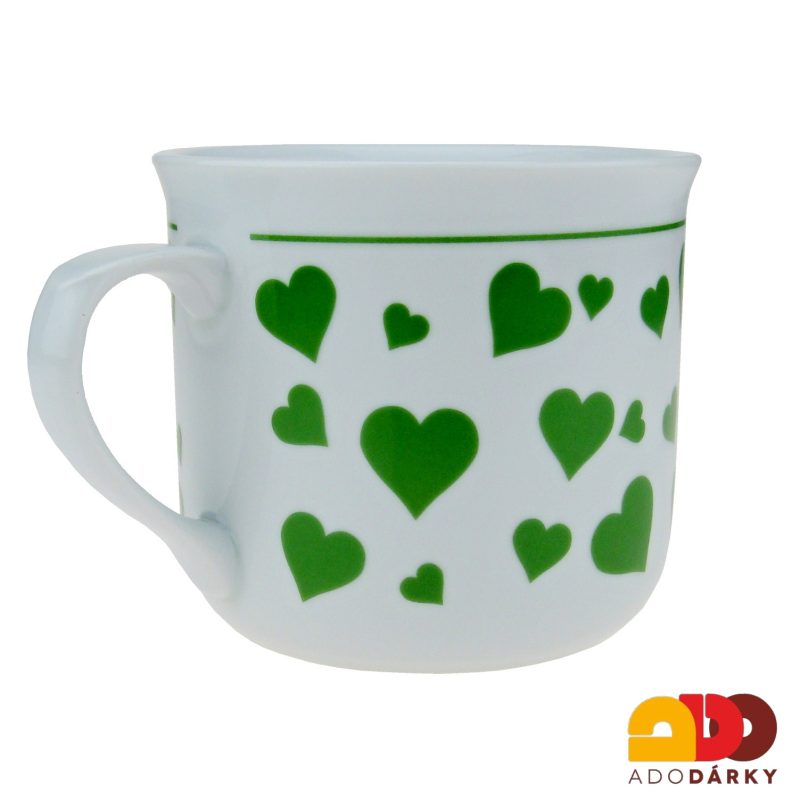 Porcelánový hrnek srdce zelený 650 ml