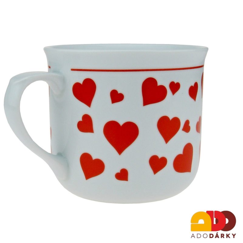 Porcelánový hrnek srdce červený 650 ml