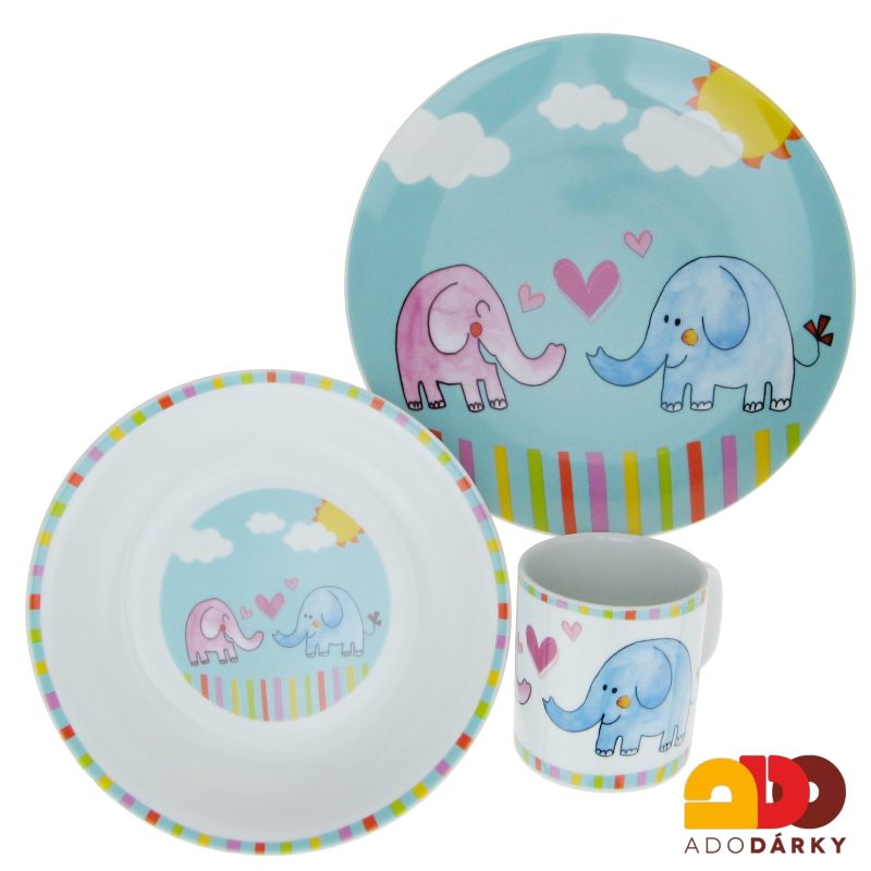 Dětská jídelní sada Sloni