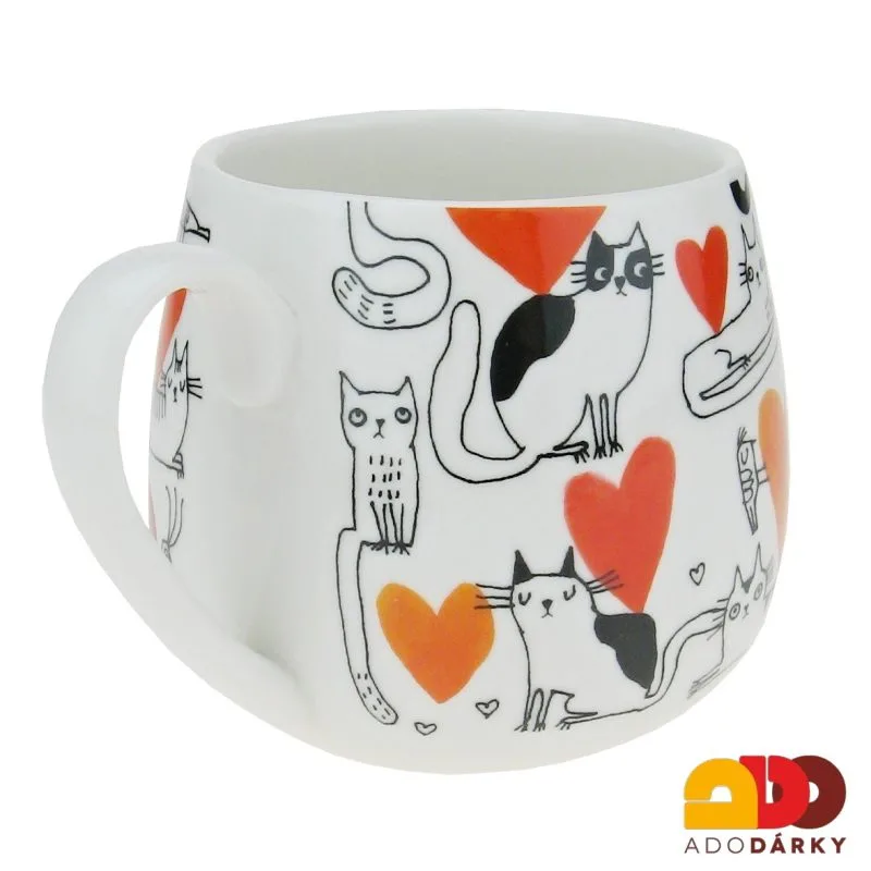 Hrnek kočky se srdíčky 0,43 l