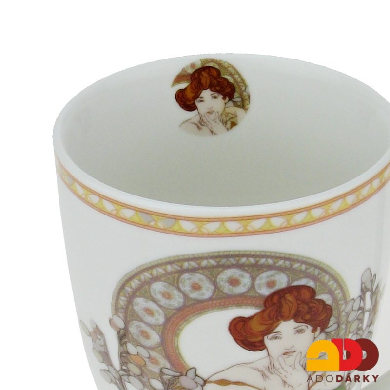 Hrnek Alfons Mucha Smaragd bílý 0,35 l