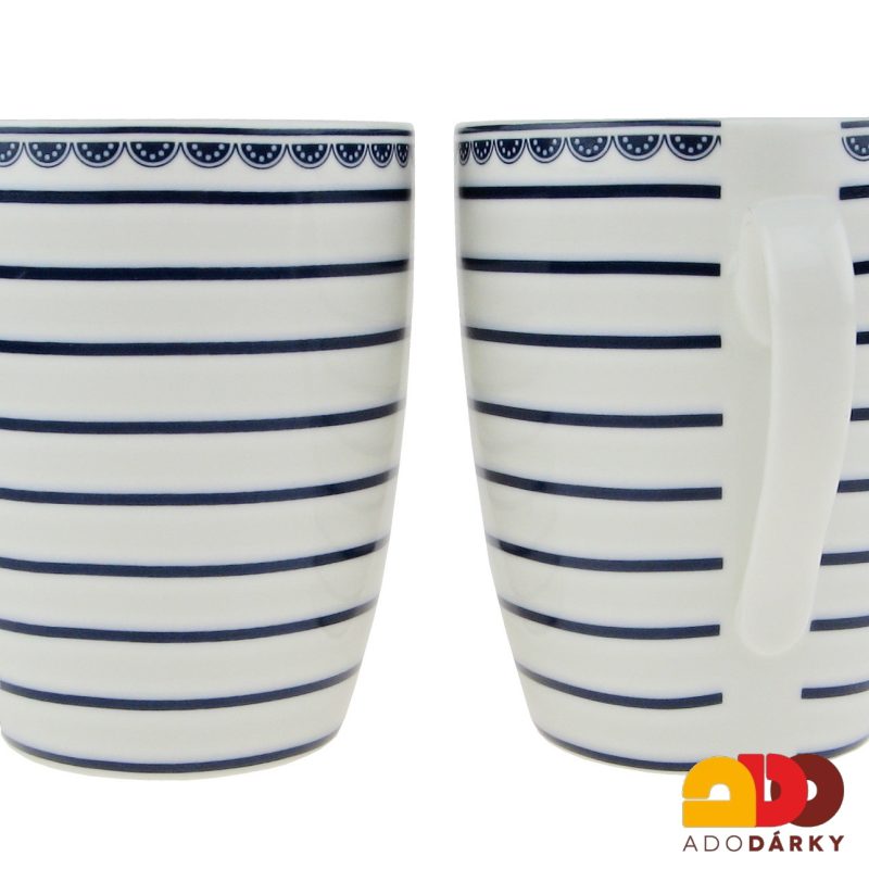 Sada porcelánových hrnků modrobílý dekor 300 ml