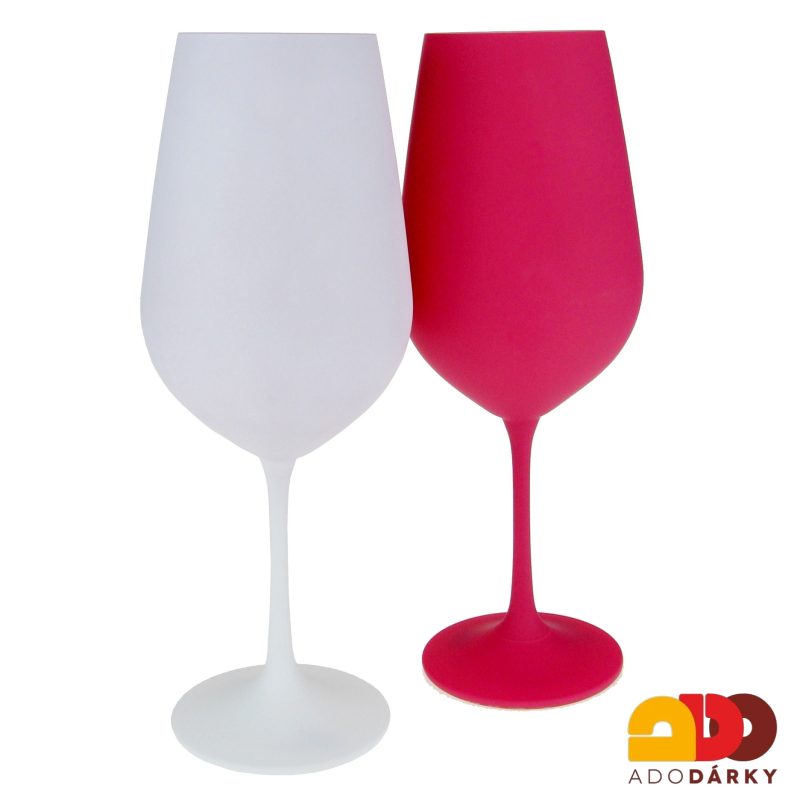 Sklenice na víno růžová a bílá LOVE  550 ml, sada 2 ks