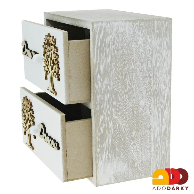 Šperkovnice Domov s dvěma šuplíčky nad sebou 16 x 11,5 x 16,5 cm