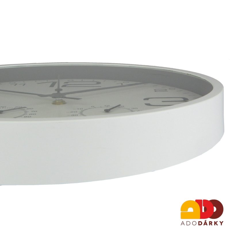 Hodiny bílé s teploměrem a vlhkoměrem 30 cm
