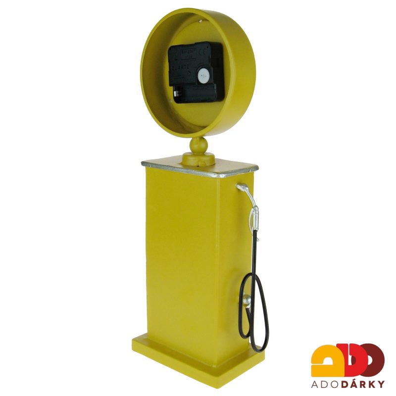 Hodiny stolní čerpací stanice žlutá 34 cm