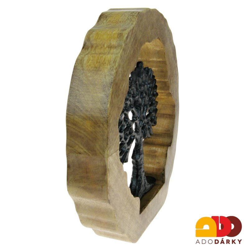 Kovový strom života ve dřevě 30 cm