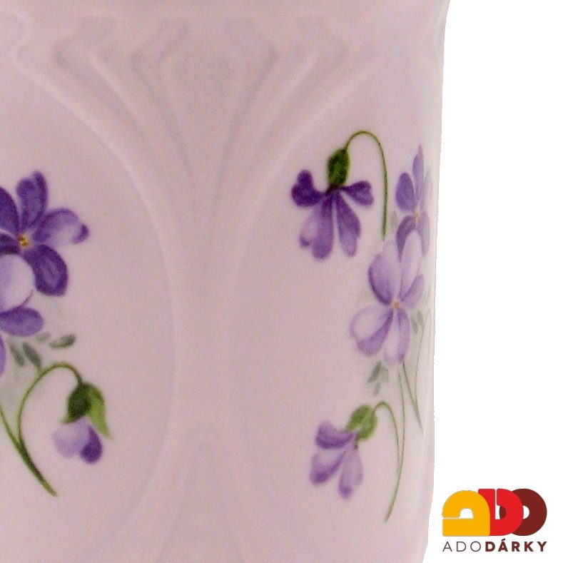 Hrnek růžový porcelán fialky 0,18 l