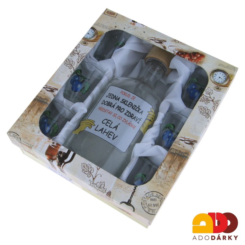 Sada 6 odlivek s láhví "Pokud je jedna sklenička..." 0,35 l