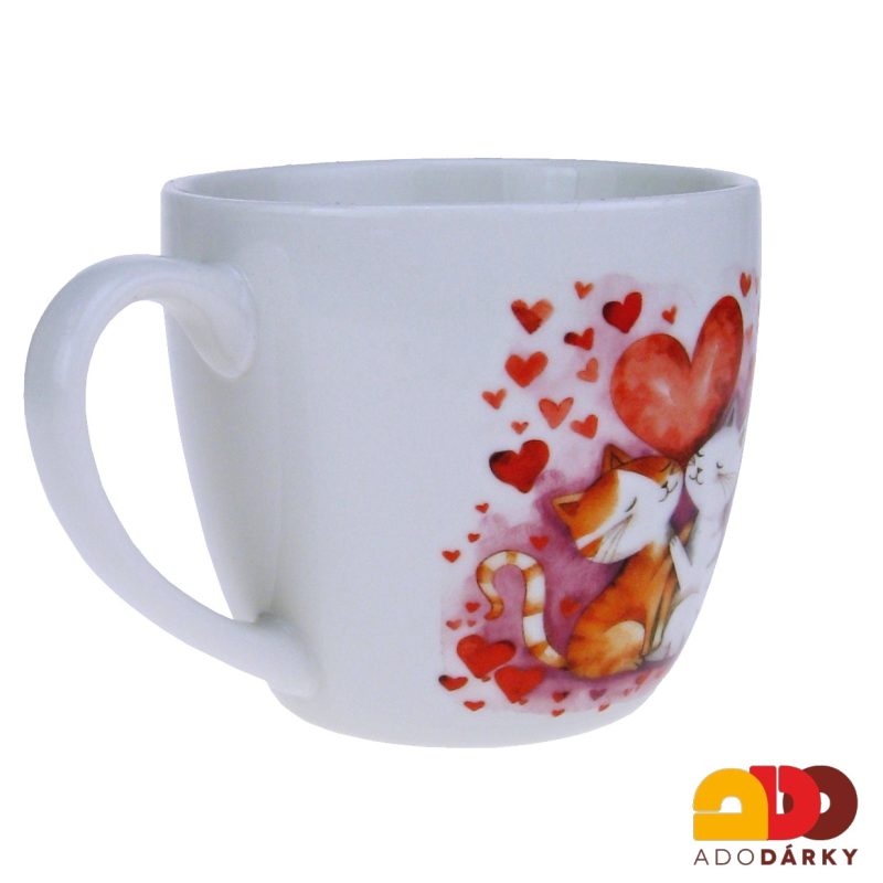 Hrnek s kočkami a srdcem 460 ml