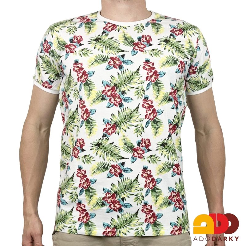Pánské triko bílé s listy