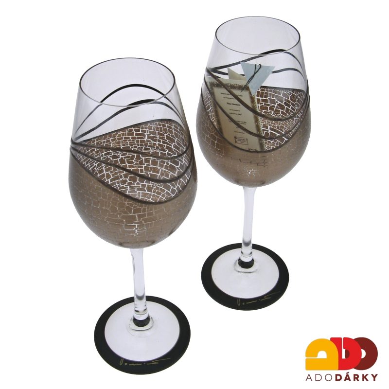 Sada dvou ručně zdobených číší hnědé barvy 250 ml