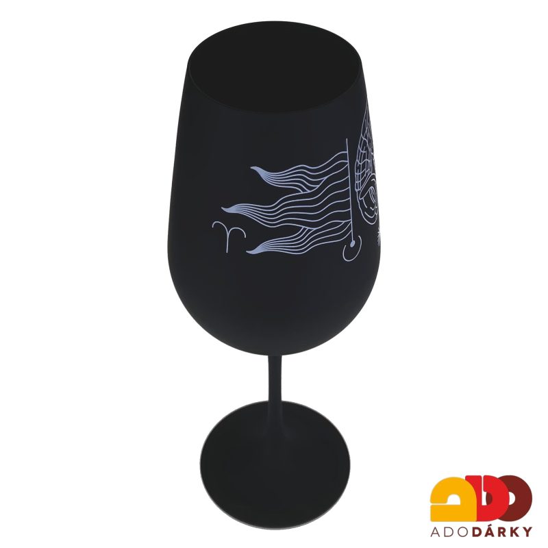 Černá číše na víno znamení Beran 0,55 l