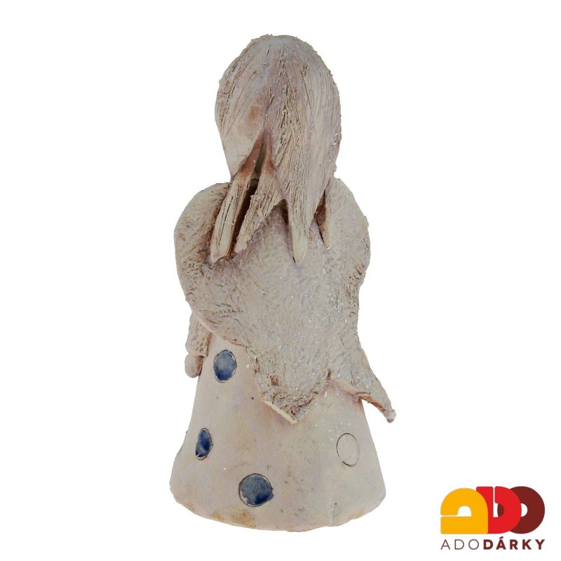 Keramický anděl s modrými tečkami 18,5 cm