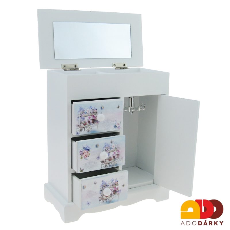 Šperkovnice - vozík s květy 16 x 19,5 x 8 cm