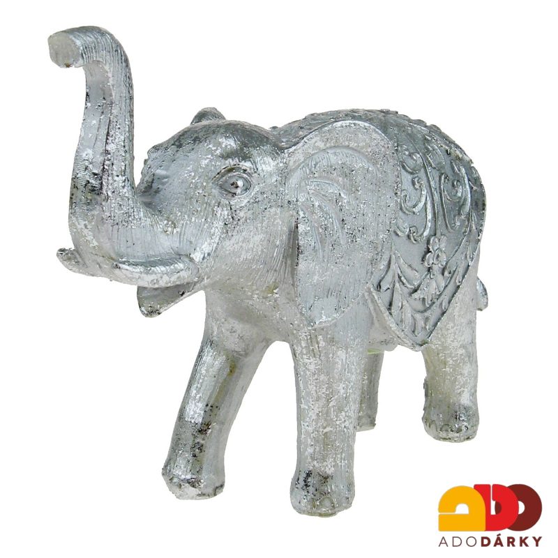 Slon stříbrné barvy 18,5 cm