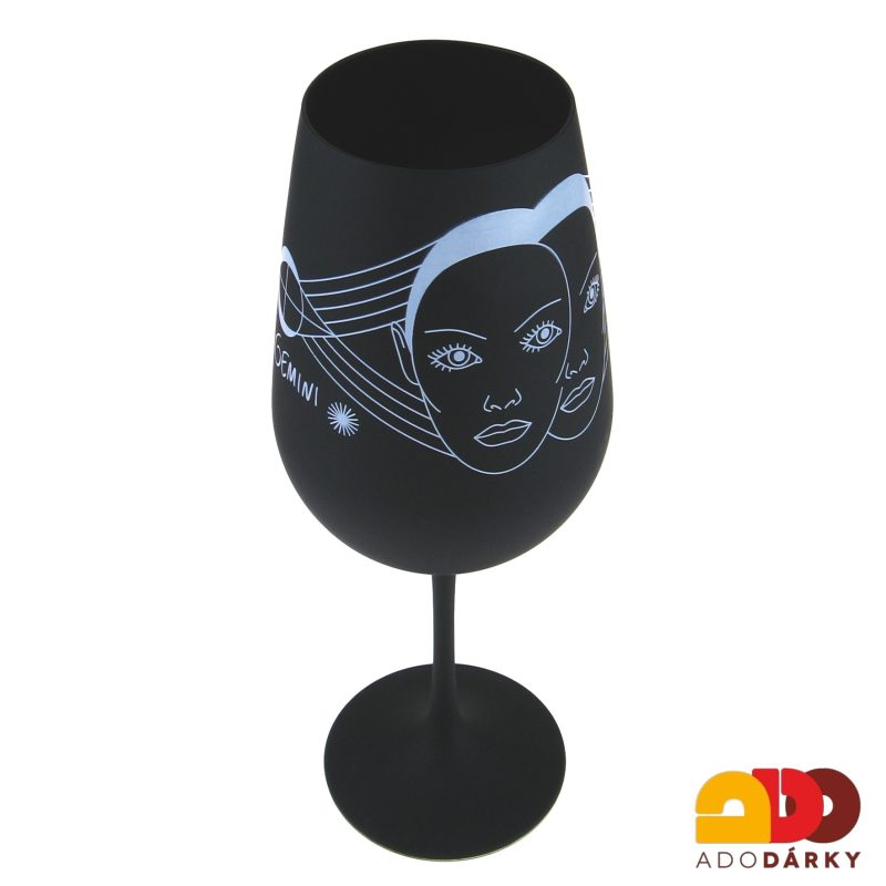 Černá číše na víno znamení Blíženec 0,55 l