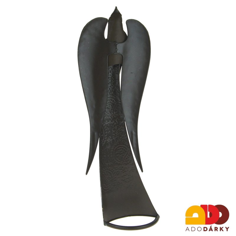 Plechový anděl zeleno-zlato-stříbrno-modrý 54 cm