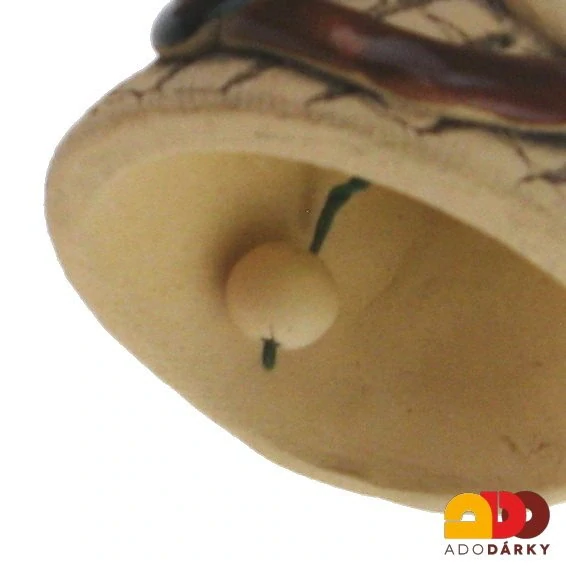 Zvonek čert s červenou kytičkou 7,5 cm
