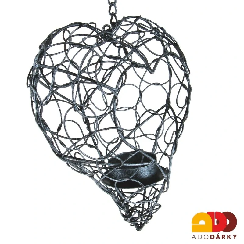 Kovové srdce na čajovou svíčku 19 cm 