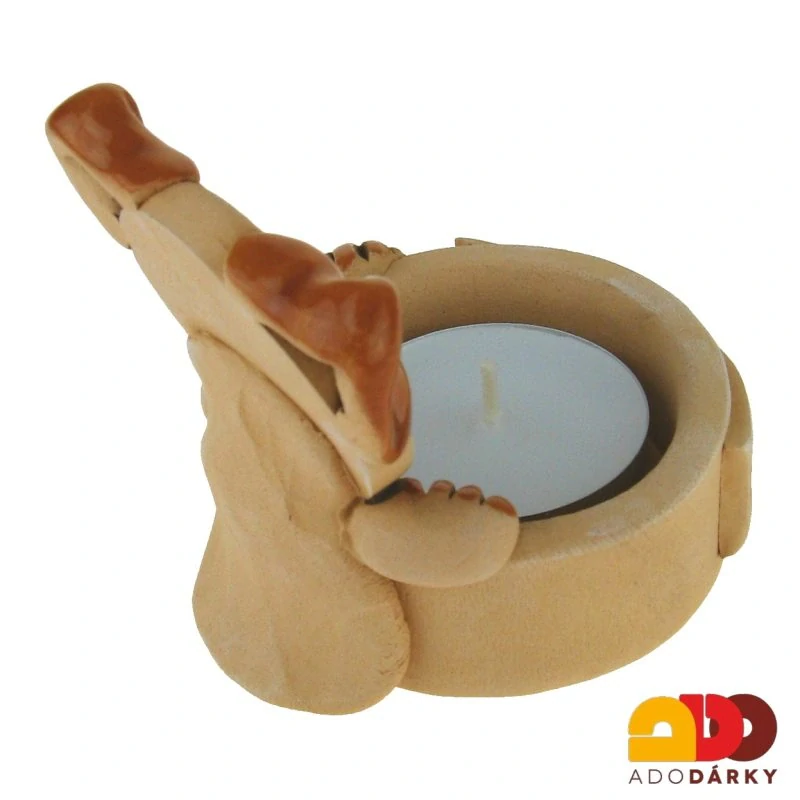 Svícen s hnědým psem Ø 7 cm