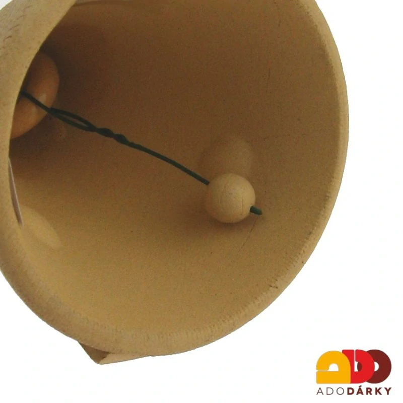 Zvonek s hnědým psem "Pro štěstí" s béžovým ouškem 10 cm