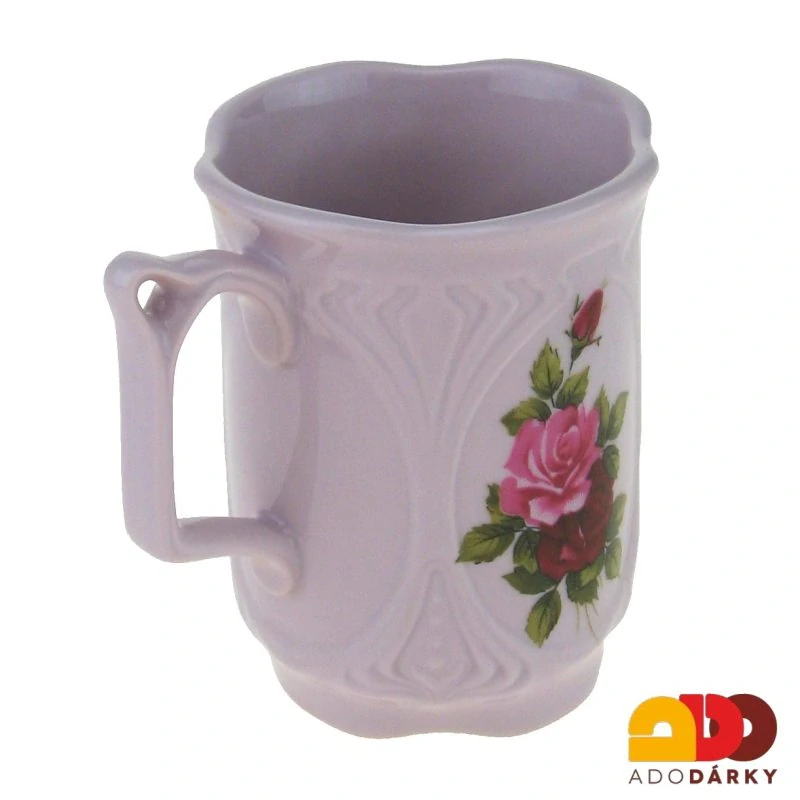 Hrnek růžový porcelán s růžemi 0,18 l