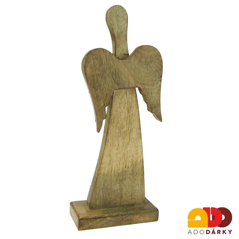 Anděl dřevěný s křídly z kůry 31 cm