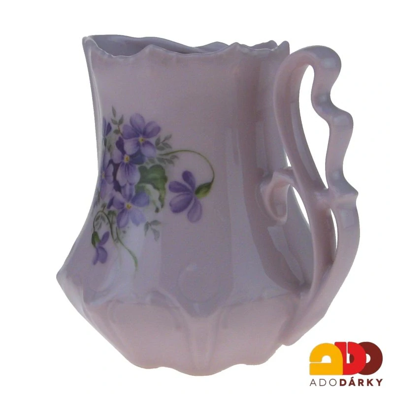 Mlékovka růžový porcelán fialky 0,26l