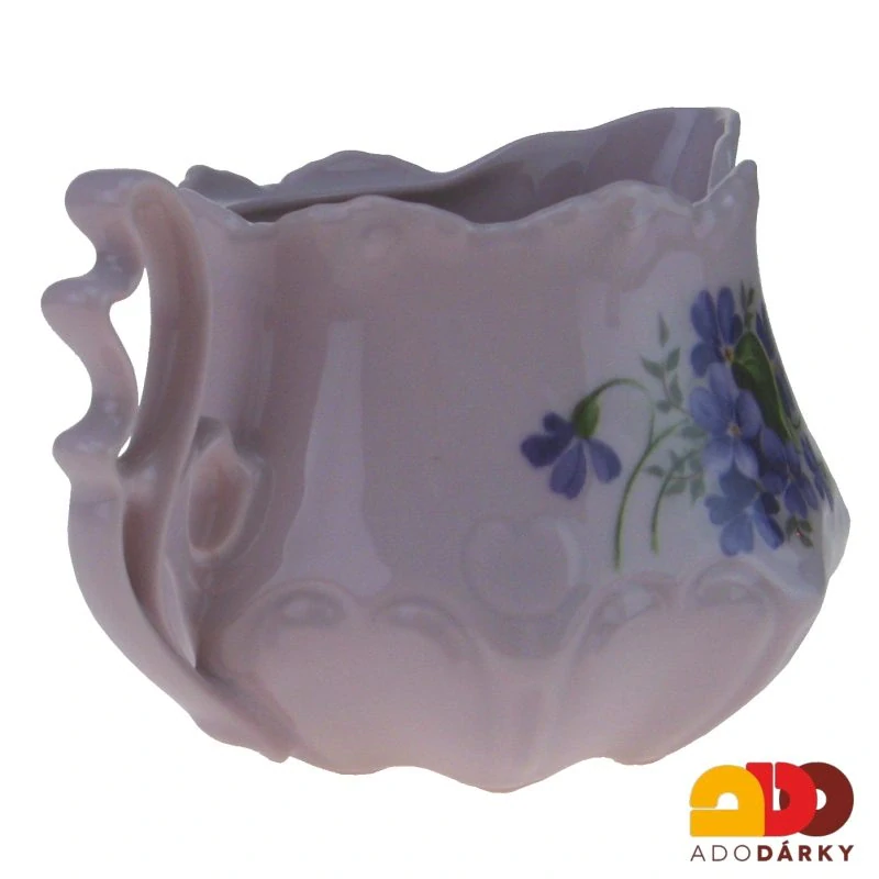Mlékovka růžový porcelán nižší fialky 0,3l