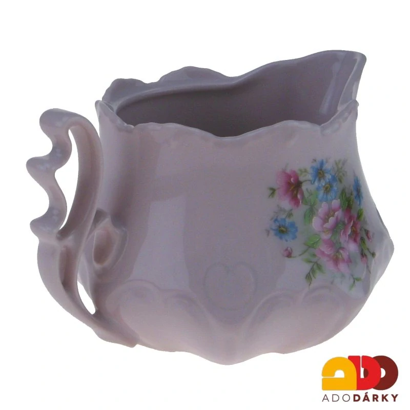 Mlékovka růžový porcelán nižší gladys - květy 0,3l