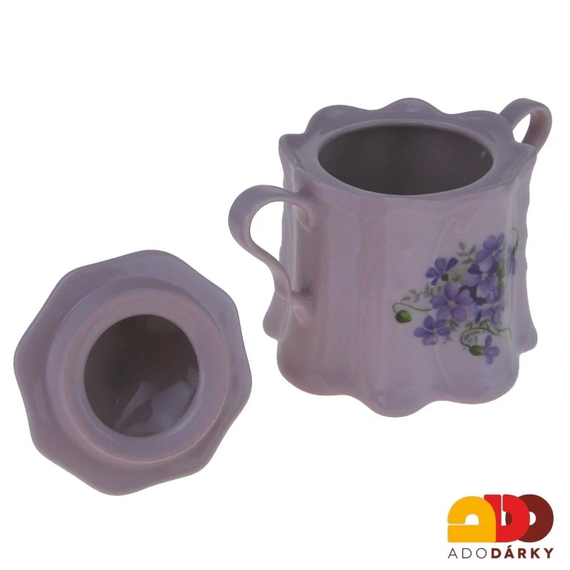 Cukřenka růžový porcelán fialky 0,3l