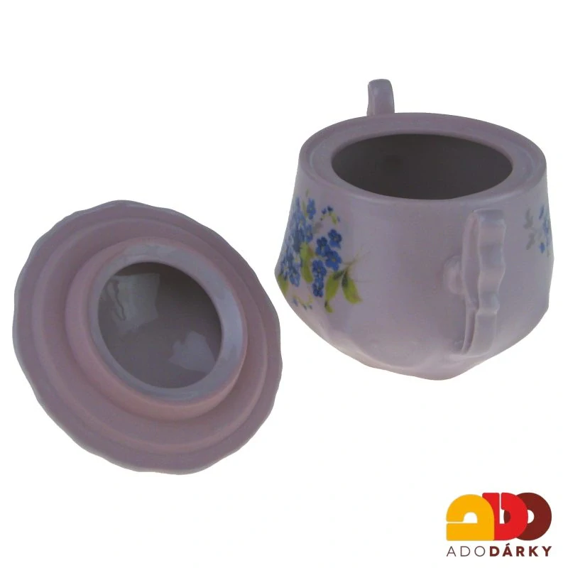 Cukřenka baňatá růžový porcelán pomněnky