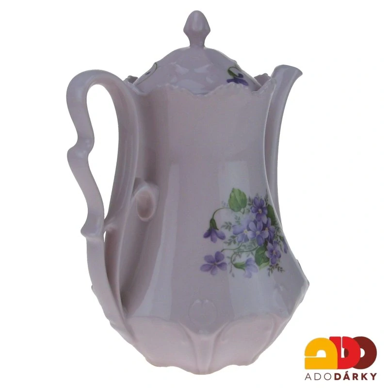 Konvice růžový porcelán fialky 1,35l