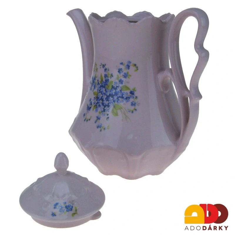 Konvice růžový porcelán pomněnky 1,35l