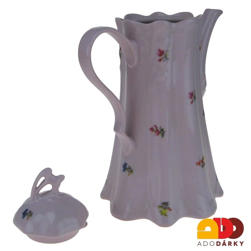 Konvice růžový porcelán házenka 1l
