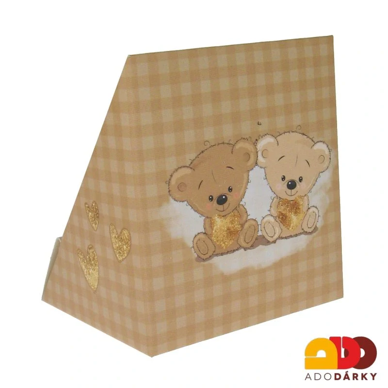 Svíčka medvídek bílý se srdcem v krabičcce 7,5 x 7 x 8,5 cm