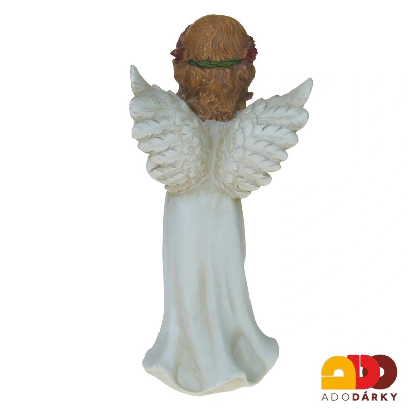 Anděl s hnědými vlasy se srdcem 23 cm