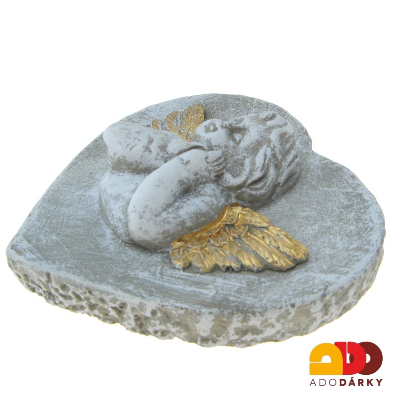 Betonové srdce s andělem 12,5 cm