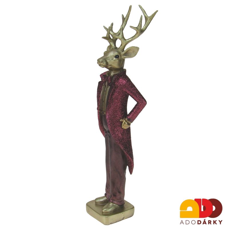 Fialovo - zlatý jelen - člověk 31,5 cm
