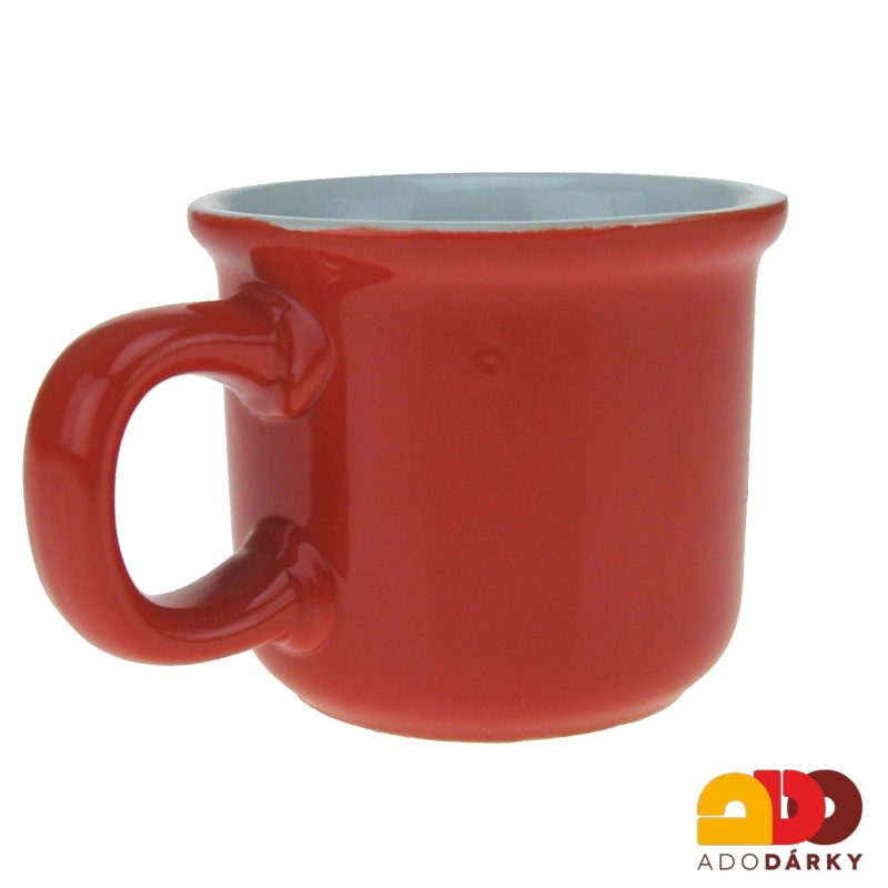 Hrnek červený s plným bílým srdíčkem 90 ml