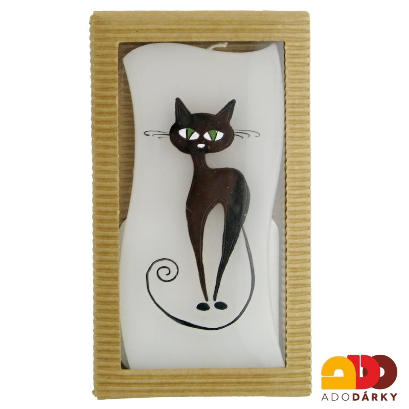 Ručně malovaná svíčka 14 cm v kovovém stojánku