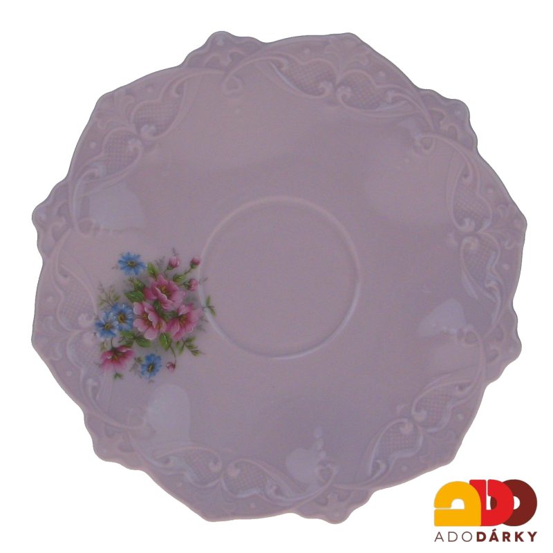 Sada šálků s podšálky růžový porcelán - gladys - drobné květy 200 ml
