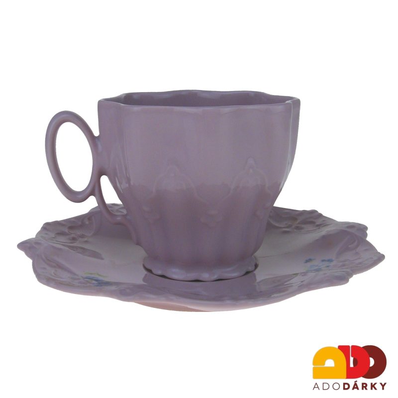 Sada šálků s podšálky růžový porcelán pomněnky 200 ml